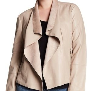 Drape Faux Leather Jacket (Plus Size)